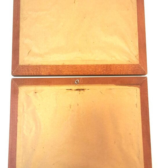 Wesley Hall Framed Wood Prints Set of 2 Wishing Well Wheelbarrow 1970s 12.5x10.5 - Picture 5 of 8